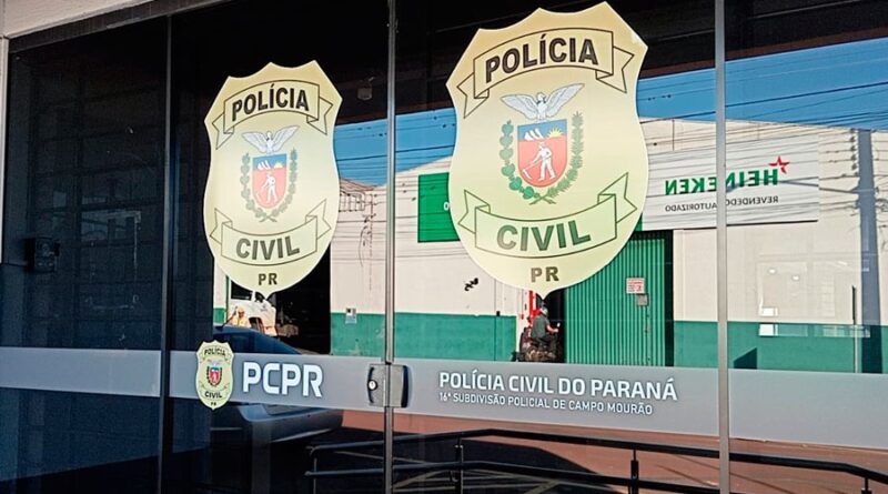 Fachada da delegacia da Polícia Civil em Campo Mourão
